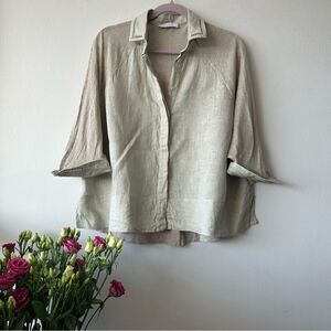 Tonet Relaxed Linen Button-Up A-silhouette Blouse
